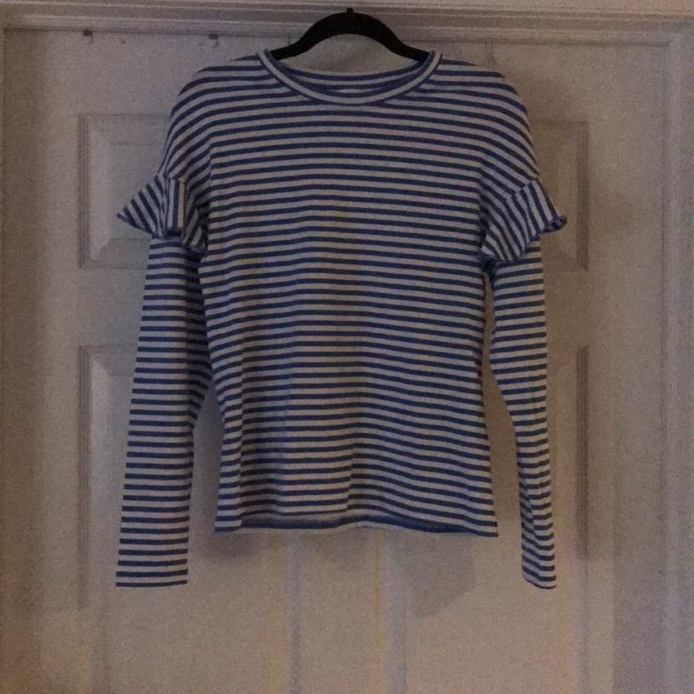 H&M BABY BLUE & WHITE STRIP LONG SLEEVE